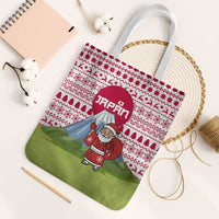 Japan Christmas Tote Bag with Santa Mount Fuji Rising Sun and Festive Pattern Design - Wonder Print Shop
