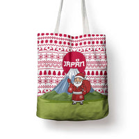 Japan Christmas Tote Bag with Santa Mount Fuji Rising Sun and Festive Pattern Design - Wonder Print Shop