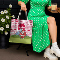 Japan Christmas Tote Bag with Santa Mount Fuji Rising Sun and Festive Pattern Design - Wonder Print Shop