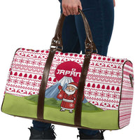 Japan Christmas Travel Bag with Santa Mount Fuji Rising Sun and Festive Pattern Design - Wonder Print Shop