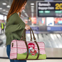 Japan Christmas Travel Bag with Santa Mount Fuji Rising Sun and Festive Pattern Design - Wonder Print Shop