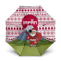 Japan Christmas Umbrella with Santa Mount Fuji Rising Sun and Festive Pattern Design - Wonder Print Shop