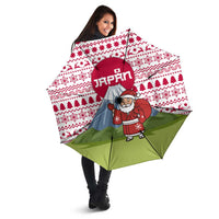 Japan Christmas Umbrella with Santa Mount Fuji Rising Sun and Festive Pattern Design - Wonder Print Shop
