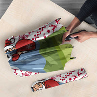 Japan Christmas Umbrella with Santa Mount Fuji Rising Sun and Festive Pattern Design - Wonder Print Shop