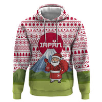 Japan Christmas Zip Hoodie with Santa Mount Fuji Rising Sun and Festive Pattern Design - Wonder Print Shop