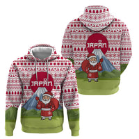 Japan Christmas Zip Hoodie with Santa Mount Fuji Rising Sun and Festive Pattern Design - Wonder Print Shop