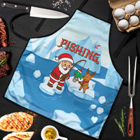 Christmas Fishing Apron with Santa Claus Reindeer Iceberg and Merry Fishmas Design - Wonder Print Shop