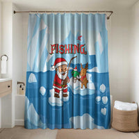 Christmas Fishing Bathroom Set with Santa Claus Reindeer Iceberg and Merry Fishmas Design - Wonder Print Shop