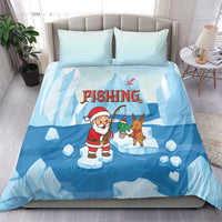 Christmas Fishing Bedding Set with Santa Claus Reindeer Iceberg and Merry Fishmas Design - Wonder Print Shop