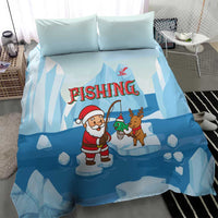Christmas Fishing Bedding Set with Santa Claus Reindeer Iceberg and Merry Fishmas Design - Wonder Print Shop
