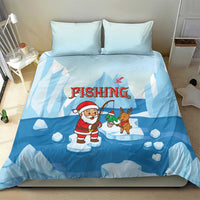 Christmas Fishing Bedding Set with Santa Claus Reindeer Iceberg and Merry Fishmas Design - Wonder Print Shop