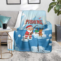 Christmas Fishing Blanket with Santa Claus Reindeer Iceberg and Merry Fishmas Design - Wonder Print Shop