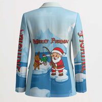 Christmas Fishing Blazer with Santa Claus Reindeer Iceberg and Merry Fishmas Design - Wonder Print Shop