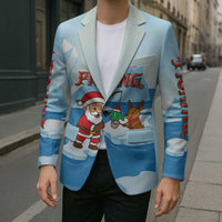 Christmas Fishing Blazer with Santa Claus Reindeer Iceberg and Merry Fishmas Design - Wonder Print Shop