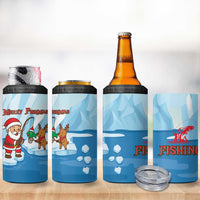 Christmas Fishing 4 in 1 Can Cooler Tumbler with Santa Claus Reindeer Iceberg and Merry Fishmas Design - Wonder Print Shop