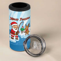 Christmas Fishing 4 in 1 Can Cooler Tumbler with Santa Claus Reindeer Iceberg and Merry Fishmas Design - Wonder Print Shop
