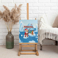 Christmas Fishing Canvas Wall Art with Santa Claus Reindeer Iceberg and Merry Fishmas Design - Wonder Print Shop