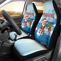 Christmas Fishing Car Seat Cover with Santa Claus Reindeer Iceberg and Merry Fishmas Design - Wonder Print Shop