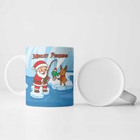 Christmas Fishing Ceramic Mug with Santa Claus Reindeer Iceberg and Merry Fishmas Design - Wonder Print Shop