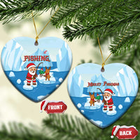 Christmas Fishing Ceramic Ornament with Santa Claus Reindeer Iceberg and Merry Fishmas Design - Wonder Print Shop