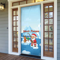 Christmas Fishing Door Cover with Santa Claus Reindeer Iceberg and Merry Fishmas Design - Wonder Print Shop