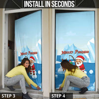 Christmas Fishing Door Cover with Santa Claus Reindeer Iceberg and Merry Fishmas Design - Wonder Print Shop