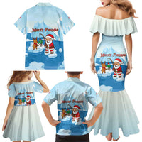 Christmas Fishing Family Matching Mermaid Dress and Hawaiian Shirt with Santa Claus Reindeer Iceberg and Merry Fishmas Design - Wonder Print Shop