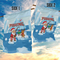Christmas Fishing Garden Flag with Santa Claus Reindeer Iceberg and Merry Fishmas Design - Wonder Print Shop