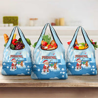 Christmas Fishing Grocery Bag with Santa Claus Reindeer Iceberg and Merry Fishmas Design - Wonder Print Shop