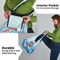 Christmas Fishing Grocery Bag with Santa Claus Reindeer Iceberg and Merry Fishmas Design - Wonder Print Shop