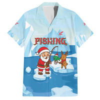 Christmas Fishing Hawaiian Shirt with Santa Claus Reindeer Iceberg and Merry Fishmas Design - Wonder Print Shop