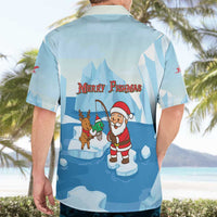 Christmas Fishing Hawaiian Shirt with Santa Claus Reindeer Iceberg and Merry Fishmas Design - Wonder Print Shop