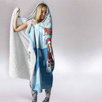 Christmas Fishing Hooded Blanket with Santa Claus Reindeer Iceberg and Merry Fishmas Design - Wonder Print Shop