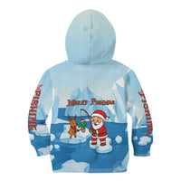 Christmas Fishing Kid Hoodie with Santa Claus Reindeer Iceberg and Merry Fishmas Design - Wonder Print Shop