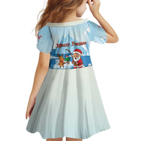 Christmas Fishing Kid Short Sleeve Dress with Santa Claus Reindeer Iceberg and Merry Fishmas Design - Wonder Print Shop