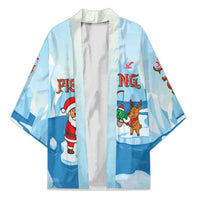 Christmas Fishing Kimono with Santa Claus Reindeer Iceberg and Merry Fishmas Design - Wonder Print Shop
