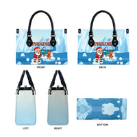 Christmas Fishing Leather Bag with Santa Claus Reindeer Iceberg and Merry Fishmas Design - Wonder Print Shop