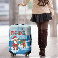 Christmas Fishing Luggage Cover with Santa Claus Reindeer Iceberg and Merry Fishmas Design - Wonder Print Shop