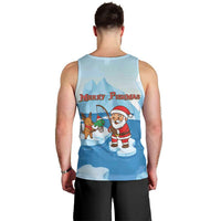 Christmas Fishing Men Tank Top with Santa Claus Reindeer Iceberg and Merry Fishmas Design - Wonder Print Shop