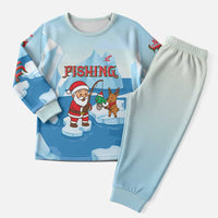 Christmas Fishing Christmas Pajama Set with Santa Claus Reindeer Iceberg and Merry Fishmas Design - Wonder Print Shop