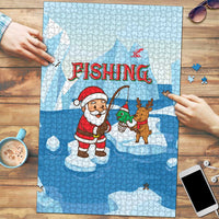 Christmas Fishing Puzzle with Santa Claus Reindeer Iceberg and Merry Fishmas Design - Wonder Print Shop