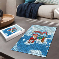 Christmas Fishing Puzzle with Santa Claus Reindeer Iceberg and Merry Fishmas Design - Wonder Print Shop