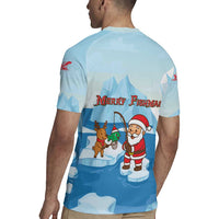 Christmas Fishing Rugby Jersey with Santa Claus Reindeer Iceberg and Merry Fishmas Design - Wonder Print Shop