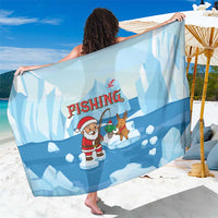 Christmas Fishing Sarong with Santa Claus Reindeer Iceberg and Merry Fishmas Design - Wonder Print Shop
