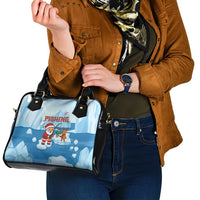 Christmas Fishing Shoulder Handbag with Santa Claus Reindeer Iceberg and Merry Fishmas Design - Wonder Print Shop