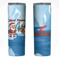 Christmas Fishing Skinny Tumbler with Santa Claus Reindeer Iceberg and Merry Fishmas Design - Wonder Print Shop