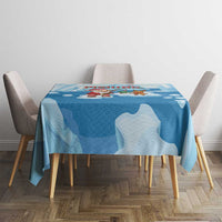 Christmas Fishing Tablecloth with Santa Claus Reindeer Iceberg and Merry Fishmas Design - Wonder Print Shop