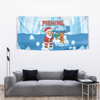 Christmas Fishing Tapestry with Santa Claus Reindeer Iceberg and Merry Fishmas Design - Wonder Print Shop