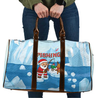 Christmas Fishing Travel Bag with Santa Claus Reindeer Iceberg and Merry Fishmas Design - Wonder Print Shop