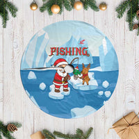 Christmas Fishing Tree Skirt with Santa Claus Reindeer Iceberg and Merry Fishmas Design - Wonder Print Shop